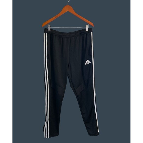 Adidas Mens XL Black Track Pants With White Stripes